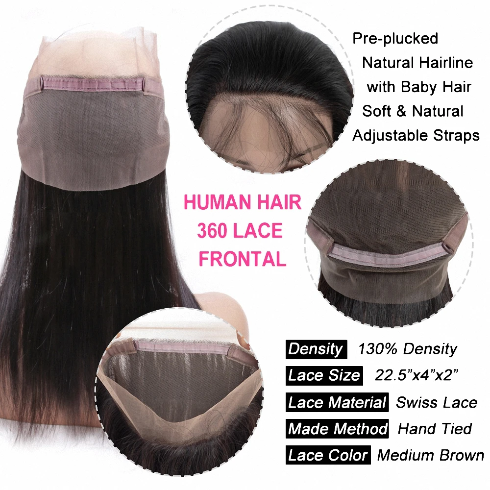 Bliss Transparent HD Lace Frontal Closure Straight Hair 360 Lace Closure for Women Natural Human Hair Line Remy
