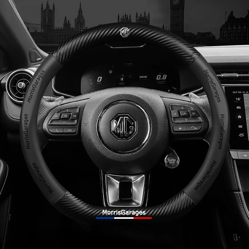 탄소 섬유 자동차 핸들 커버, 미끄럼 방지, 38cm, MG MG3 MG5 MG6 ZS HS GS GT RX ZR 3SW EZS EHS One RX5 건담 헥터
