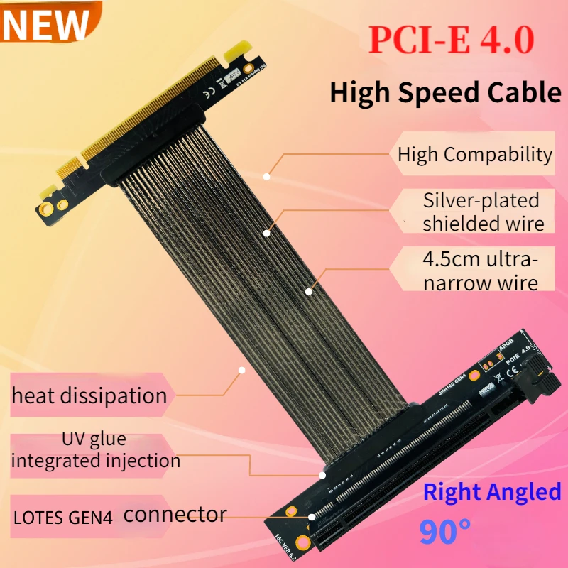 Ultra-Thin-PCI-E-4-0-X16-Graphics-Cards-Vertical-Riser-Cable-PCI ...