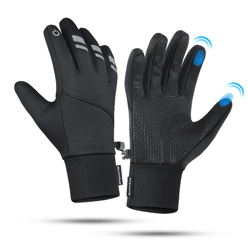 Warm Waterproof Touchscreen Anti-Slip Gloves for Outdoor Activities - Black