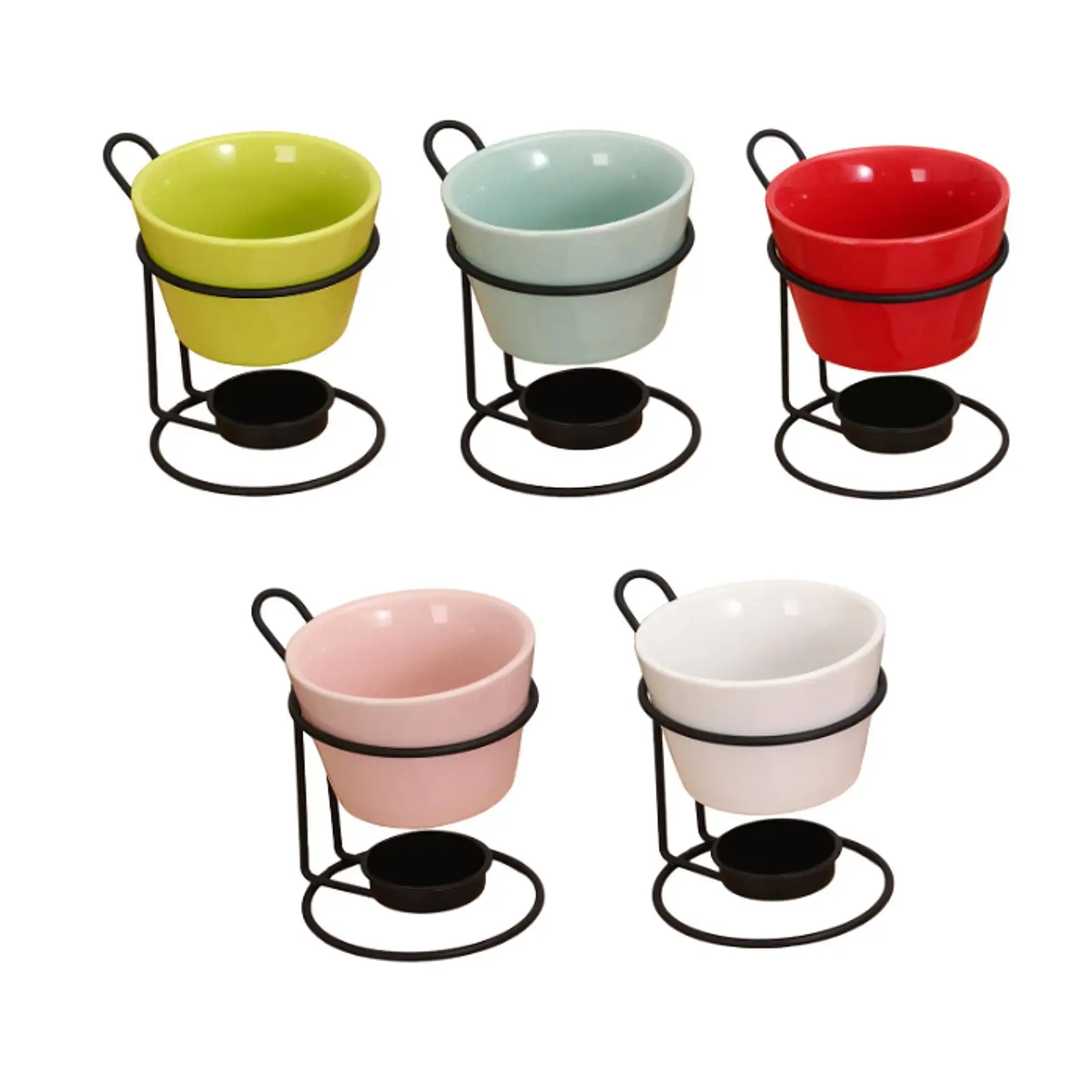 Chocolate Fondue Pot with Rack Cookware Porcelain Melting Pot Ceramic Hot