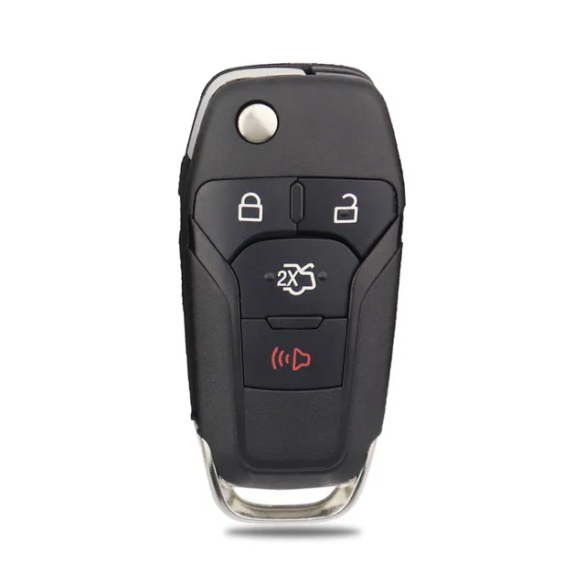เปลือกกุญแจรีโมทรถยนต์แบบพับได้ 2/3/4 ปุ่ม สำหรับ Ford Focus Fusion Mondeo Kuka Mk2 Mk7 F-150 Explorer Ranger  ใบมีดเปล่า HU101 แบบยังไม่ได้ตัด 4