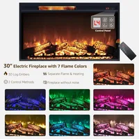 56'' Corner Fireplace TV Stand for 65 Inch TV, Farmhouse Entertainment Center w/ 30'' Electric Fireplace, Media Console for 3