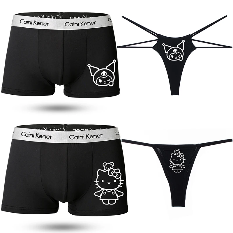 

Couple Underwear Anime Hello Kitty Cute Double Layered Thin Thong Seamless Women Underwear Sexy Fun Men Boxer Shorts Wholesale