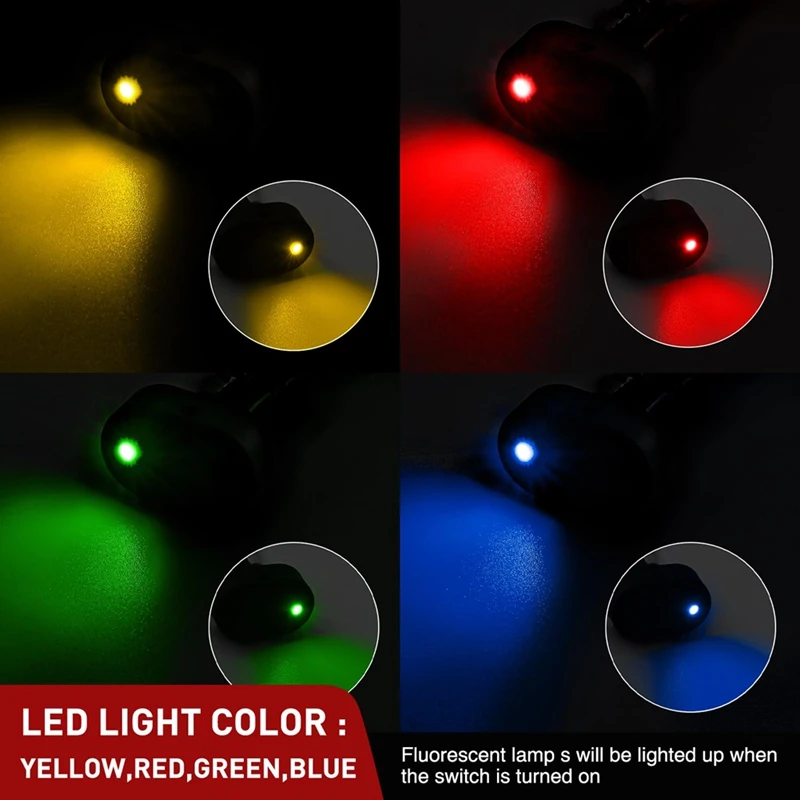 5PCS LED Lighted Rocker Switch 3Pin SPST Oval Shaped Switch Red Yellow Blue Green For Car Truck RV Motorcycles Marine Boats