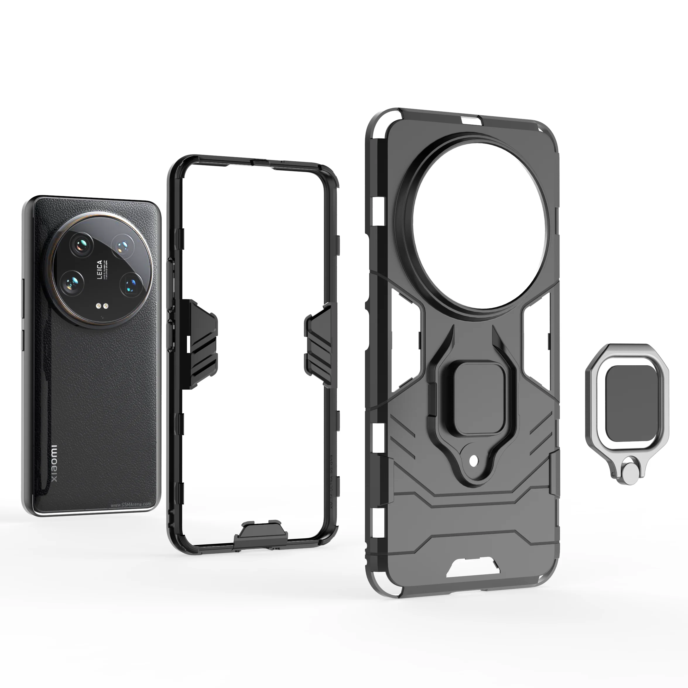 Durable Armor Shockproof Case with Metal Ring Stand & Bumper Protection