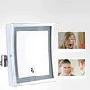 Modern Black Bathroom Mirrors Quality Brass Dual Arm Extend Folding Bathroom Makeup Mirror Magnifying LED Light Bathroom Mirrors 4