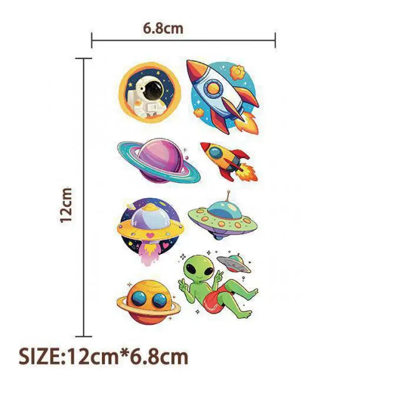 10Pcs Cartoon Space Rocket Temporary Tattoo Stickers Astronaut Fake Tattoos Stickers Waterproof Funny For Kids Gift tattoo sticker,temporary tattoos