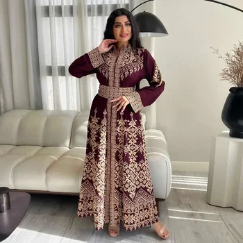 Ramdan Eid Print Jalabiya Muslim Women Zipper Long Dress Robe Dubai Abaya Outfits Kaftan Ethnic Islam Clothing Caftan Dresses 1