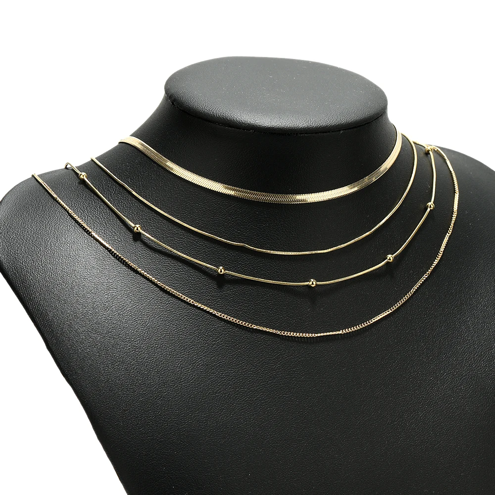 stainless Steel Snake Chain Necklaces 5pcs Bulk Diy Jewelry