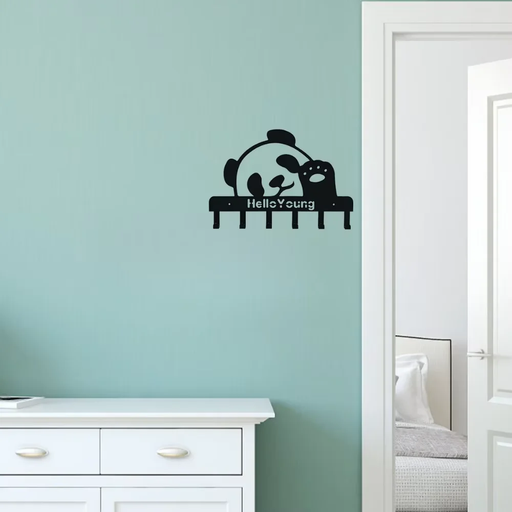 1pc Fascinating Cute Panda Keychain Wall Mounted Coat Rack Keychain Key Hanger Towel Rack Intriguing Wall Mounted Item 6