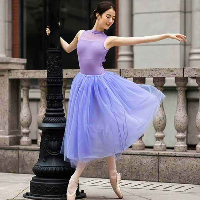 Tutú de encaje de malla violeta para adultos, falda de Ballet de 80 CM de largo, tutú de de Lago de los Cisnes, faldas de tul de elástica - AliExpress