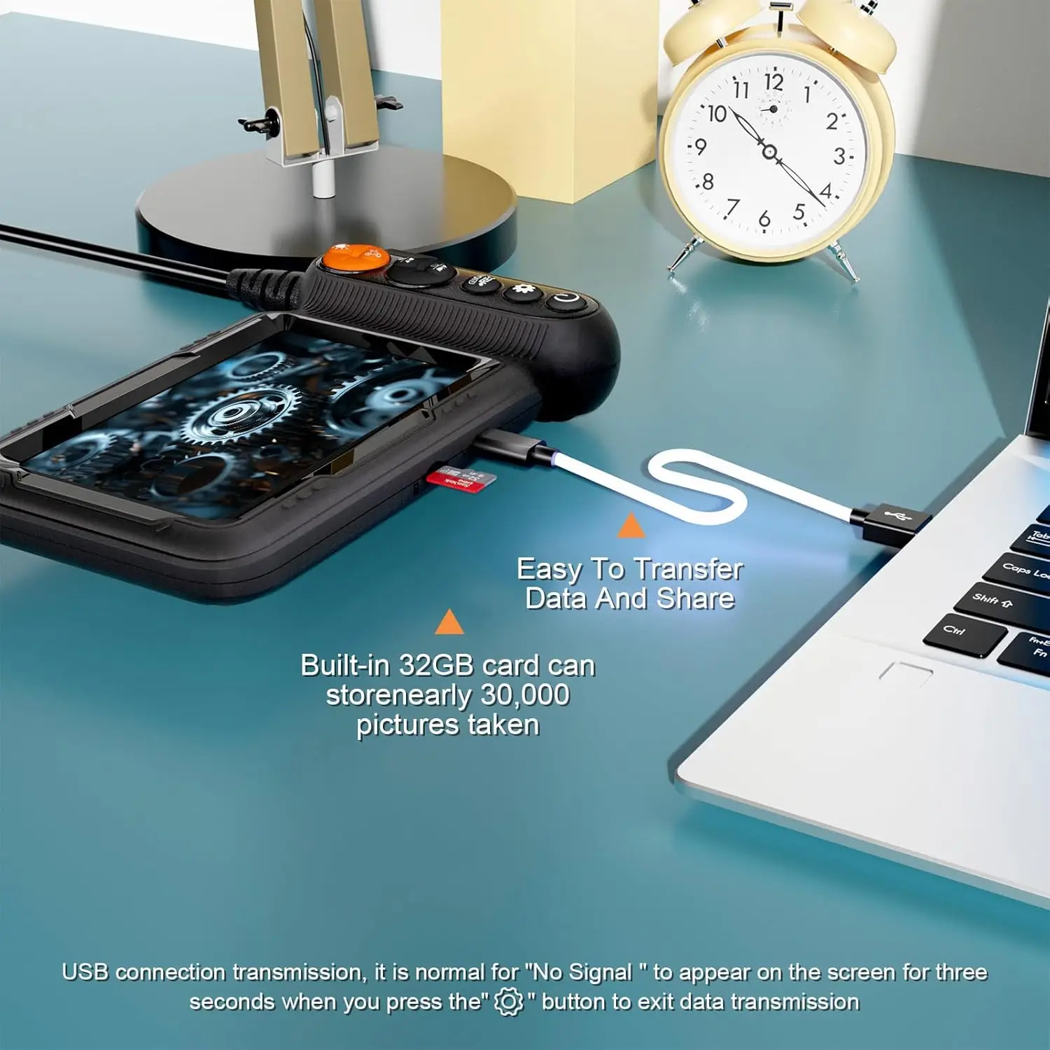 Endoscope Camera with Light, 5-inch Dual Lens 1920P HD Borescope, 7.9mm Camera with 9 LEDs, 16.5ft Semi-Rigid Cable, IP67