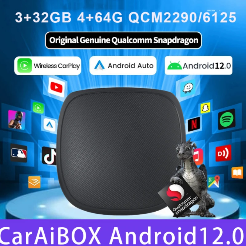 

Mini CarPlay Box Support Bluetooth Wireless Auto connection Android 12.0 4+64G QCM6125 Car OEM Wired CarPlay To Wireless CarPlay
