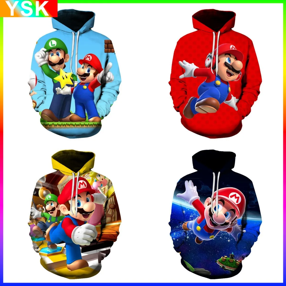 

Mario Couple Wear Men's and Women's Sweater Printed Sweater Casual Hoodie Student Outdoor Sports Simple Long-sleeved Sweater