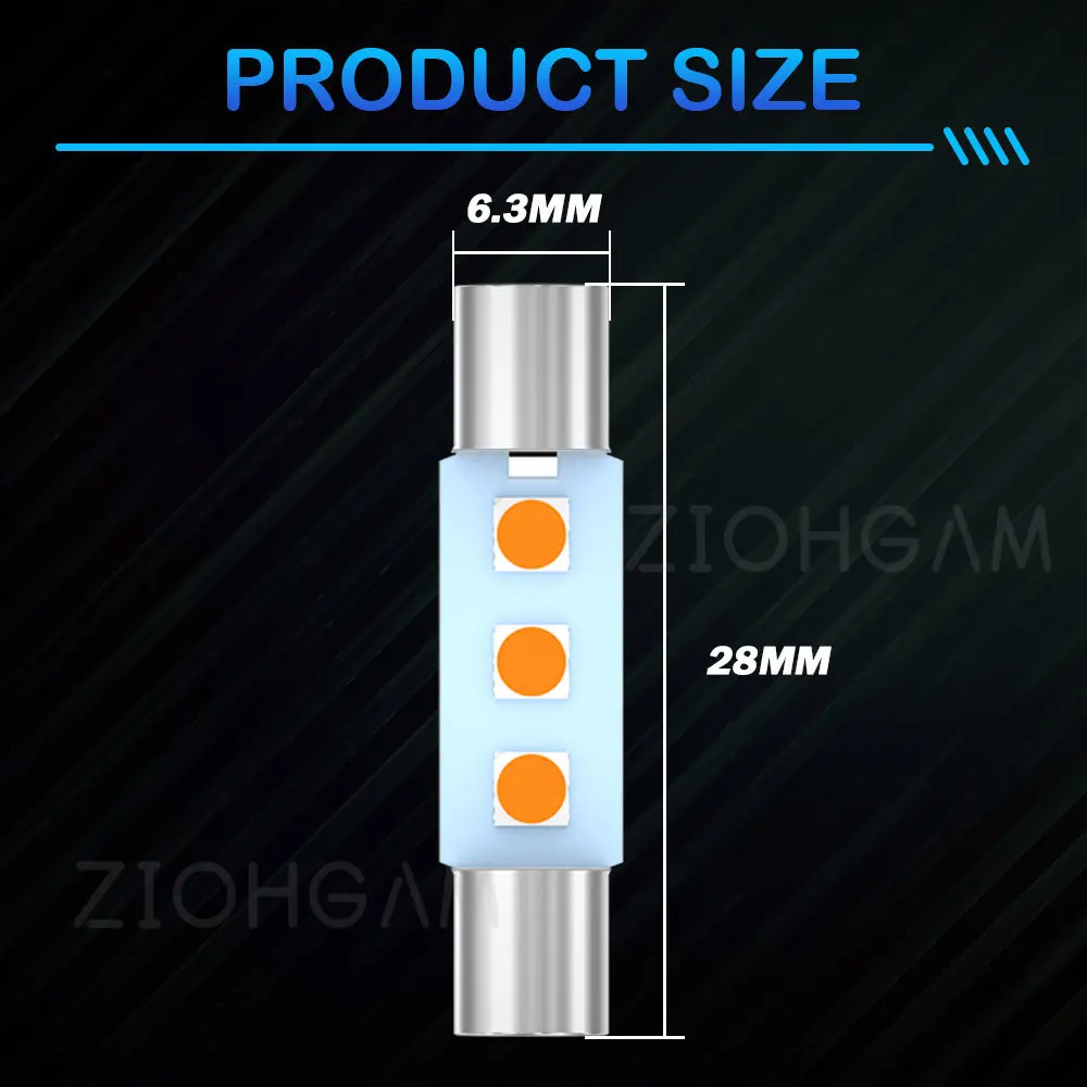 ZIOHGAM  Ʈũ ¦ ȣ , ڵ ׸ ,  , T6, C10W, LED 28mm, C5W, 6614F, 6612, SV8.5, 3030