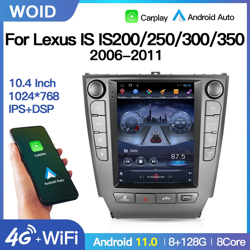 Автомобильный DVD-плеер для Lexus IS IS200, IS250, IS300, IS350, 2006-2011, Android 13, GPS-навигация, 4G, стерео, DSP, мультимедийное видео