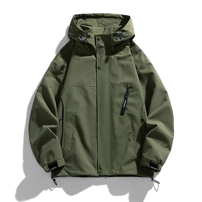 Black Camping Jacket Men Windbreak Coat Plus Size 8XL Fashion Casual Waterproof Jacket Male Solid Color Outerwear Big Size 3