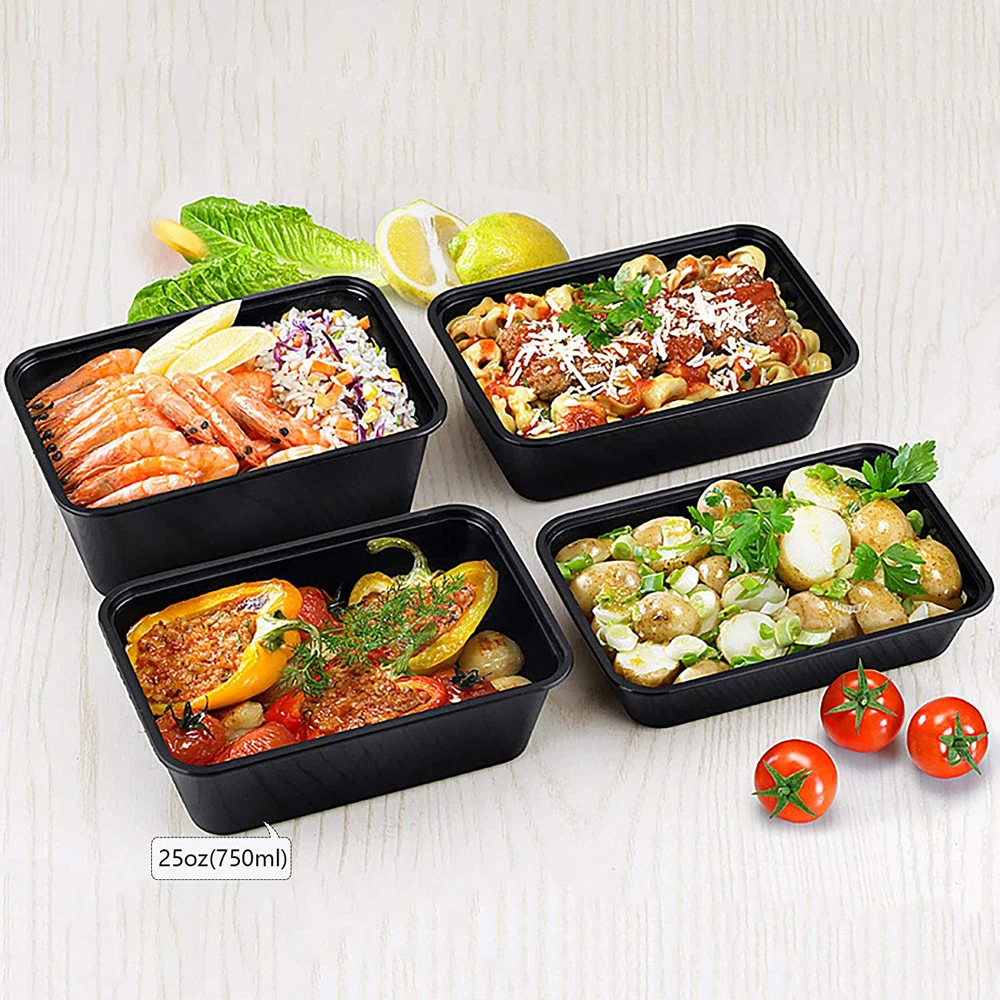 Description Picture 2 of item20PCS Plastic Disposable Black Food Containers 1000ml Take out Containers With Lid Salads Fresh-keeping Container Carry Out Box