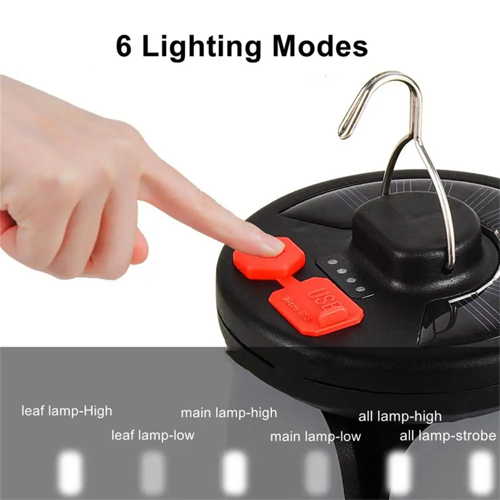 

Outdoor Led Leaf Camping Lights 6 Modes 500 Lumens Usb Rechargeable Hanging Emergency Solar Flashlights