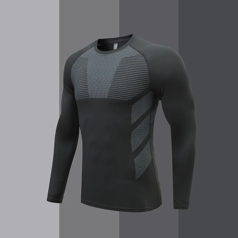 1 Piece Men's Athletic Compression Shirt Spring/Autumn Base Layer Slim Fit Printed Solid Color Round Neck Casual Sports Tig compression t shirt compression shirt