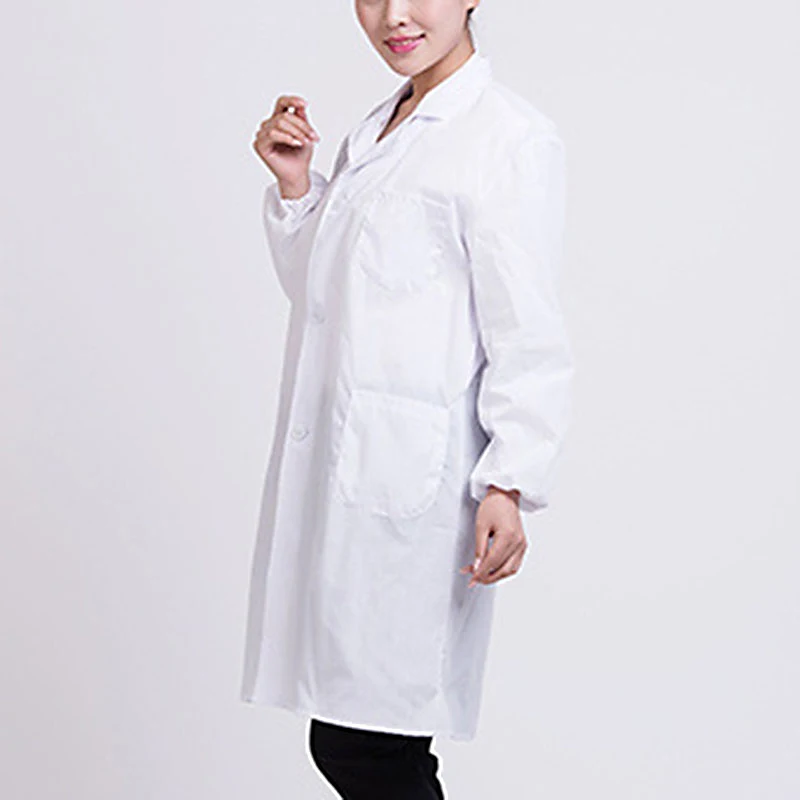 Unisex Long Sleeve White Lab Coat Medical Nurse Overalls Doctor Uniform Tunic Blouse For Laboratory College Chemistry Clothes