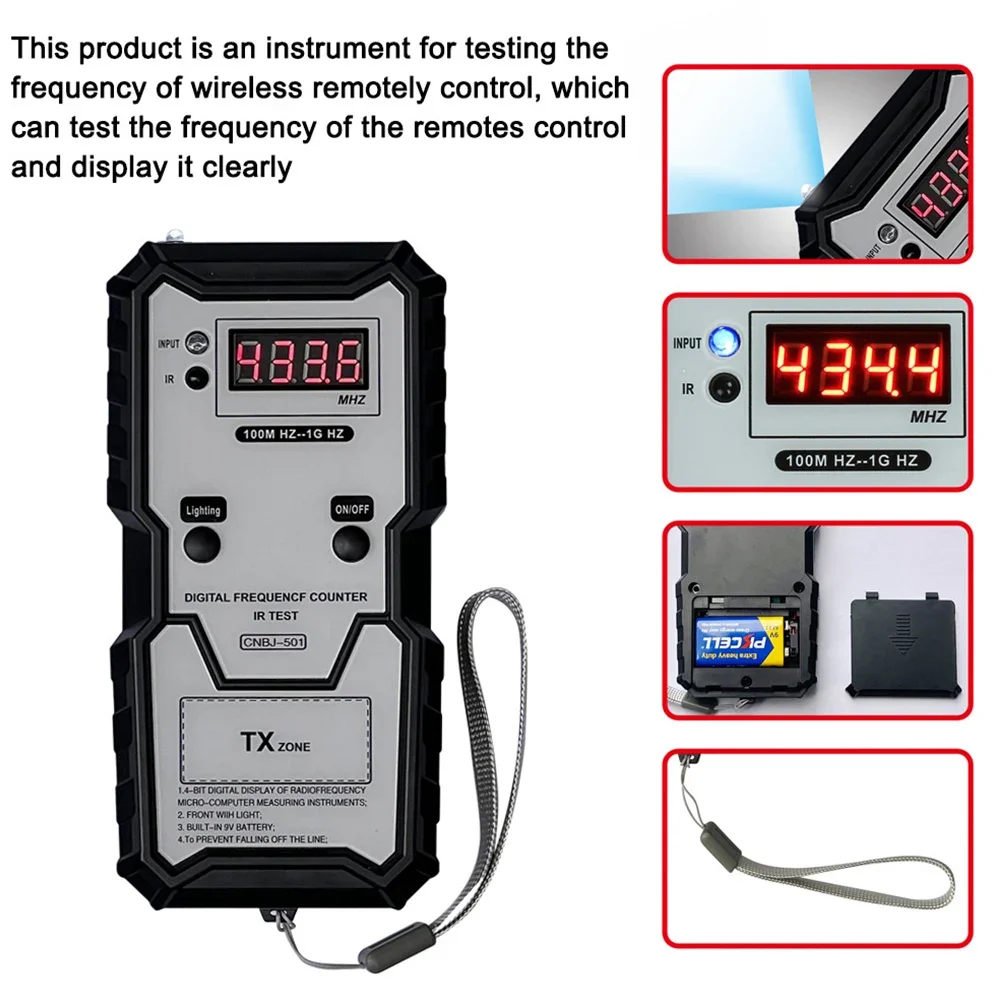 Remote Car Key Infrared Frequency Tester For Garage Door Electric Lock 100M-1GHZ Electronic Measurin Instrument Frequency Tester