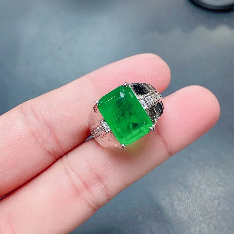 natural emerald ring new 925 Sterling Silver Gemstone precious gemstone precious gift - Image 3