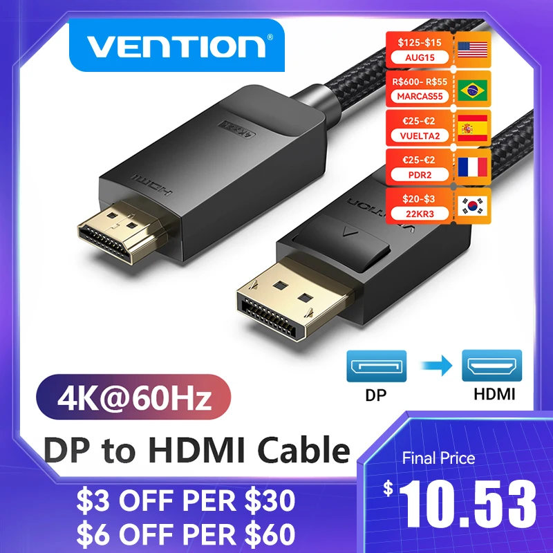 Vention Display Port To Hdmi 4k 60hz Dp 