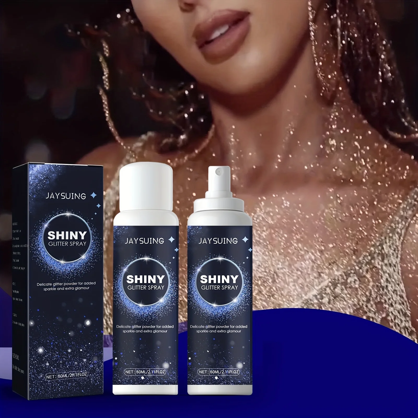1PCS Radiant Silver Glitter Spray Instant Holographic Highlight for Hair & Body Sparkling Shimmer Makeup for Parties glitter spray