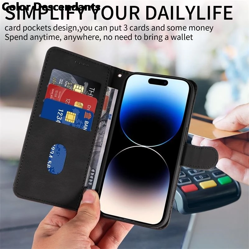 Custodia IPhone 15 Plus Portafoglio In Pelle Con 3 Slot Carte E Cavalletto - Antiurto