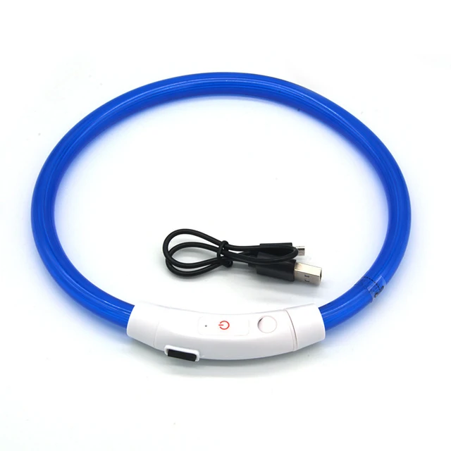 Multi-Color PVC LED Fiber Optic Dog Collar USB Rechargeable Night Safety Light 40/50/70cm Sizes Available Pet Collar1pc 3