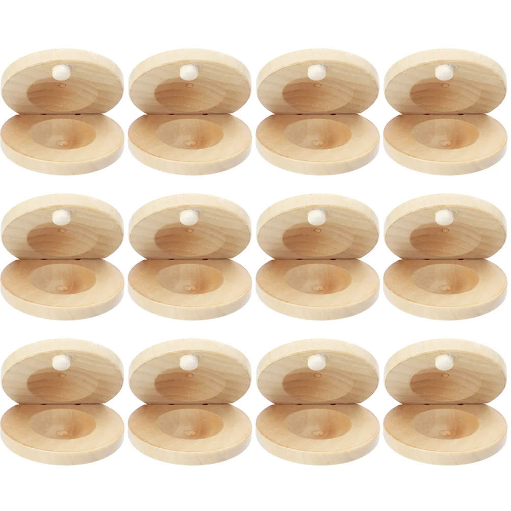 12 Pcs Rhythm Castanets Small Music Instrument Finger Wooden Kids for Children Orff