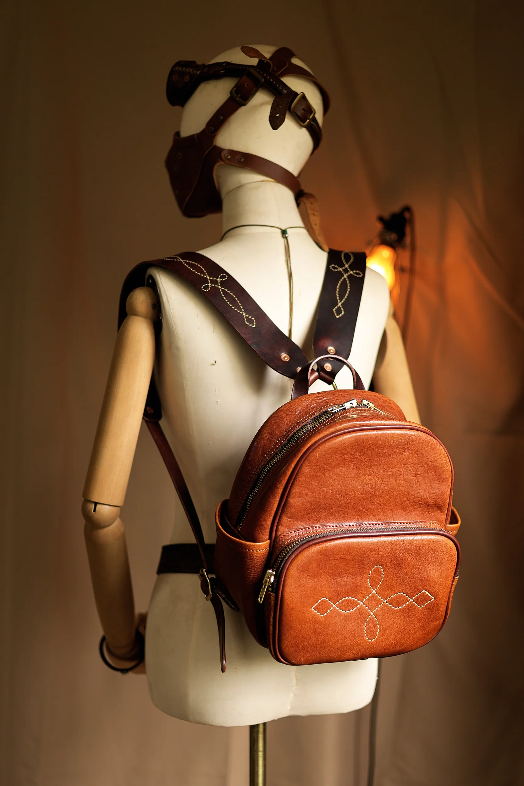 PNDME mode vintage handgemachte ethnische wind pflanzlich gegerbtem rindsleder frauen kleinen rucksack aus echtem leder weibliche schultasche – Detail 21