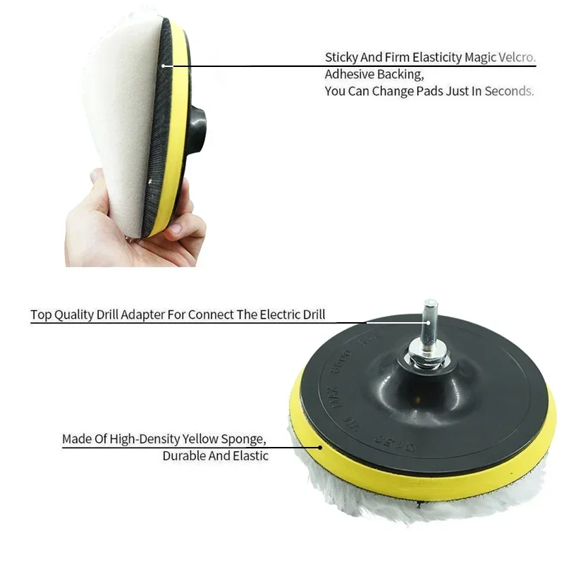 3/4/5/6/7 inch Polishing Kit Polishing Pad Car Waxing Sponge Disk Wool Wheel Auto Paint Care Polisher Pads Car Gadget 6PCS Car polishing pad car polisher car polish pad car polishing sponge wool polishing pad polishing sponge set polishing wheel disc polishing wheel kit