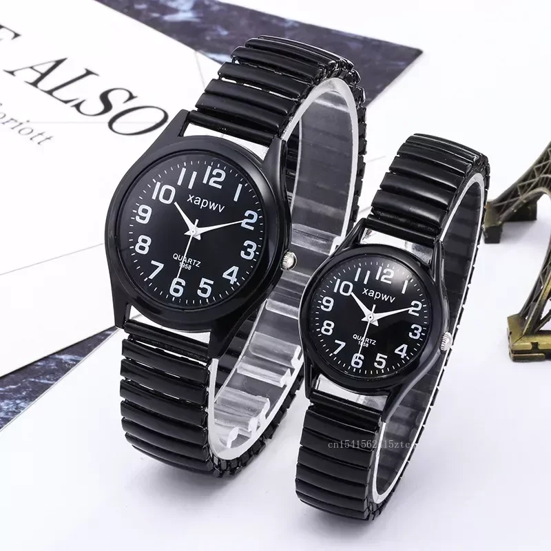 1pc Vintage Watches Women Men Creative Black and White Stainless Steel Elastic Band Watch Retro Elderly Couple Bracelet Watch women watches electronic watch