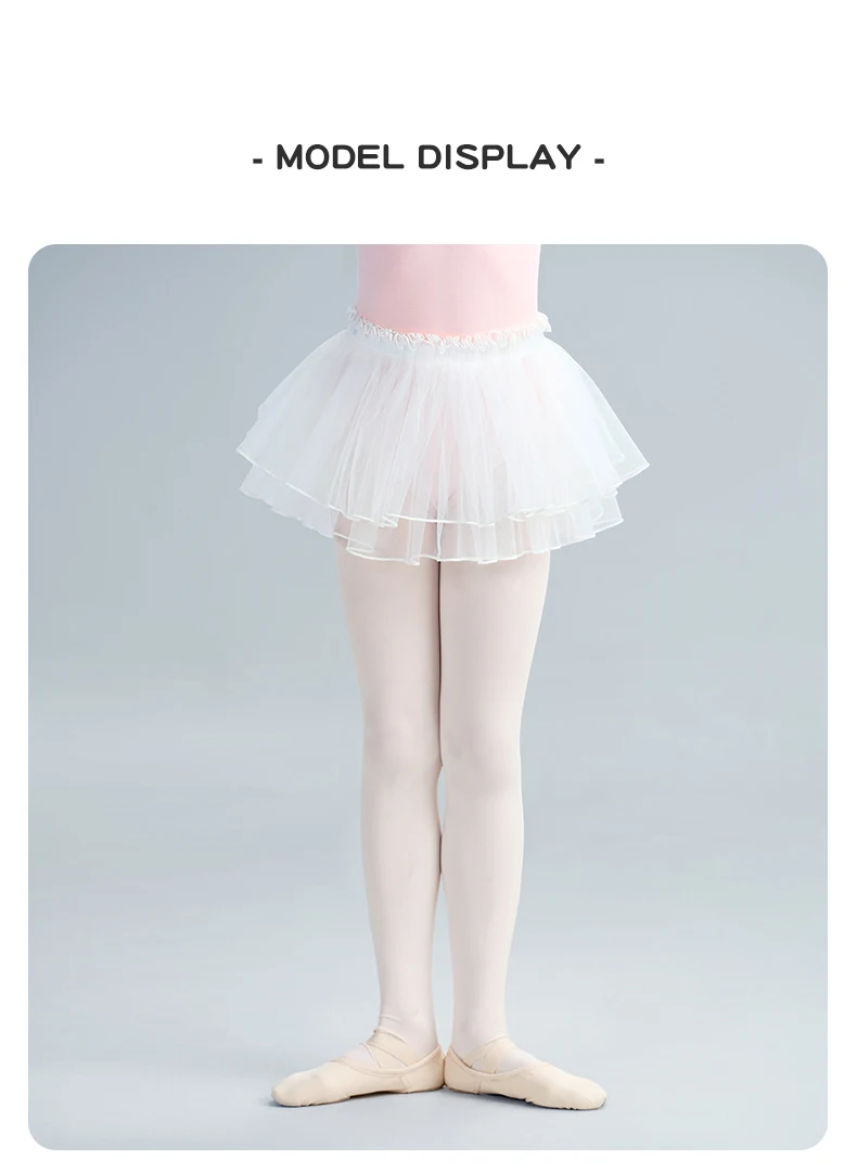 Mädchen Ballett-Tutu Zweischichtiger Tüllrock Ballerina Überzieh-Prinzessinnen-Tutu Bühnenrock Weißer Feen-Minirock Partyrock – Detail 2