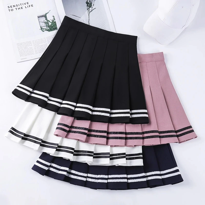 High-Waisted Skirt Elastic Pink Fairy Grunge Black Mini Pleated Skirt Woman Fashion 2022 Summer Clothes School Girl Uniform 4