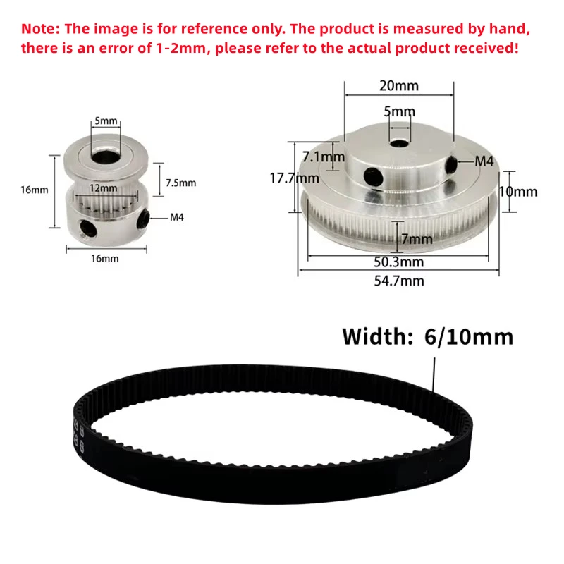 80T 20Teeth 2GT Pulley Belt Kit Belt Width 6mm Reduction 4:1 Bore 3~14mm 3D Printer Synchronous Wheels 2M GT2 Timing Pulley Set