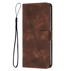 Elegant Leather Geometric Wallet Flip Cover Case for Moto G84 (YX-M-brown)