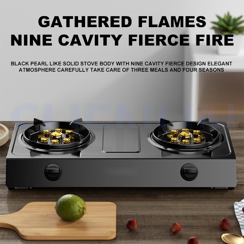 Desktop Gas Stove 2 Burner Stainless Steel Double Stove Household Strong Fire Liquefied Natural CocinasDe Gas Gas stove 3