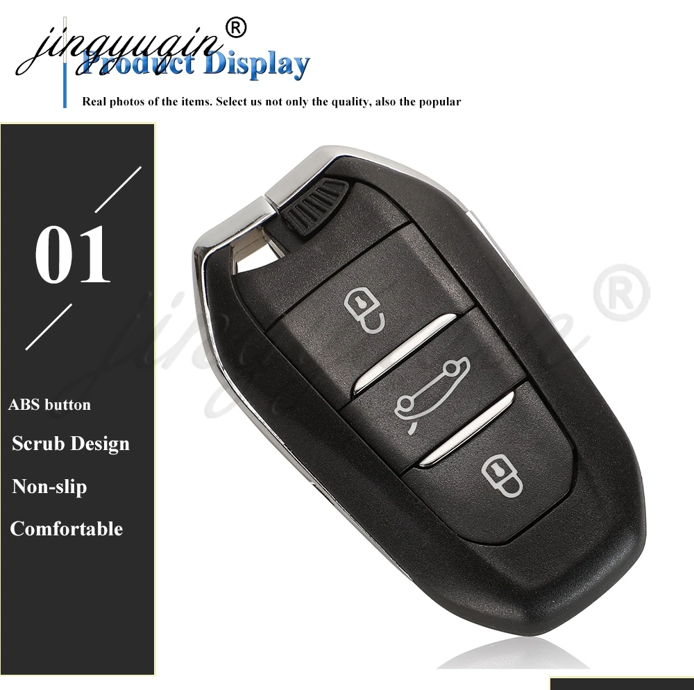 Jingyuqin Smart Remote Auto Schlüssel 433 MHz ID46/4A für Peugeot 208 308 508 3008 5008 Citroen DS3 DS4 DS5 C3 C4 C5 2010 + IM2A A01TAB – Detail 5