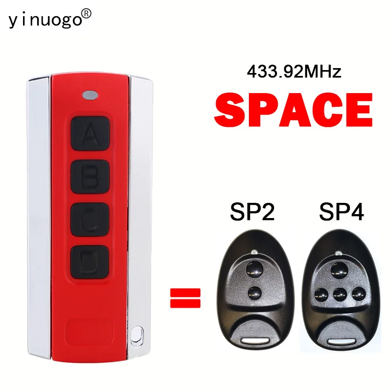 SPACE SP4 SP2 차고 문짝 게이트 리모컨, 433.92MHz 전기 게이트 제어 차고 문짝 오프너 무선 송신기