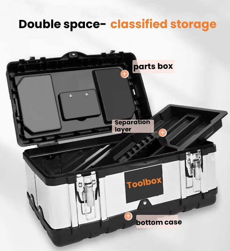 Tool Box Organizer Tool Organizer Storage Box Storage Case Tool Box Tool Case Toolbox Stainless Steel Tools Storage Box with Handle Tool Box Organizer Empty Large Capacity Tool Organizer