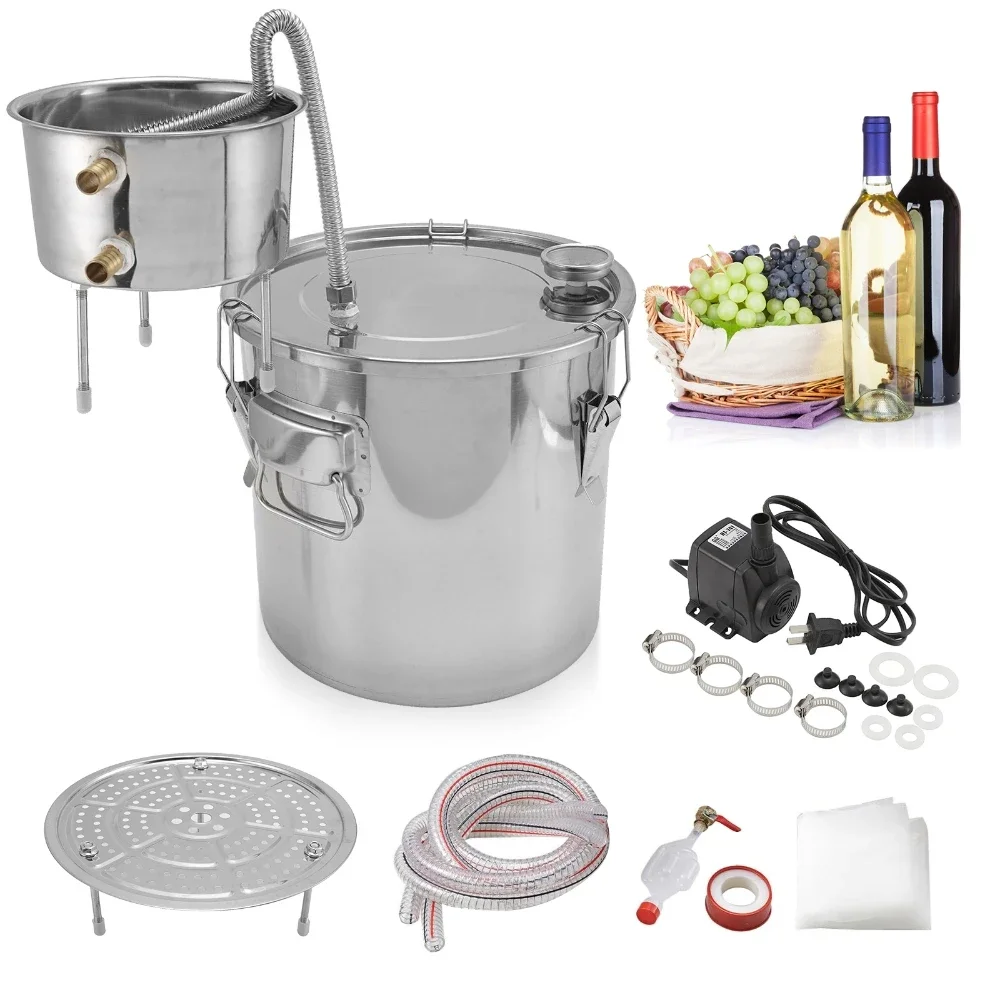 

3 Gallon 11L Home Wine Making Distillers Stainless steel Copper Tube Water Alcohol Distiller Home Brew Wine Making Tool Set