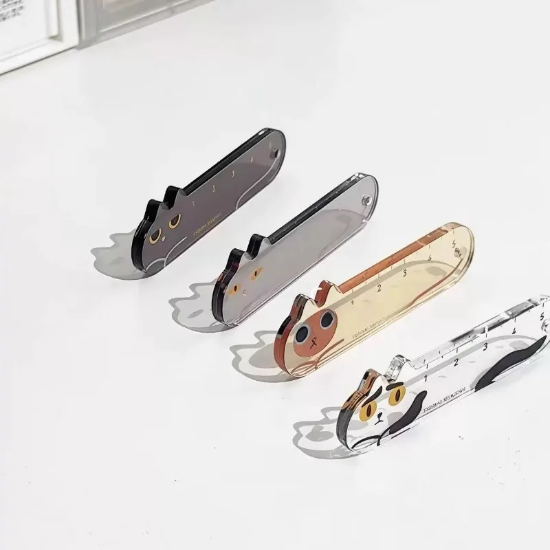 5Pcs 귀여운 고양이 디자인 미니 눈금자 소형 교수형 측정 도구 가정용 휴대용 소형 키 체인