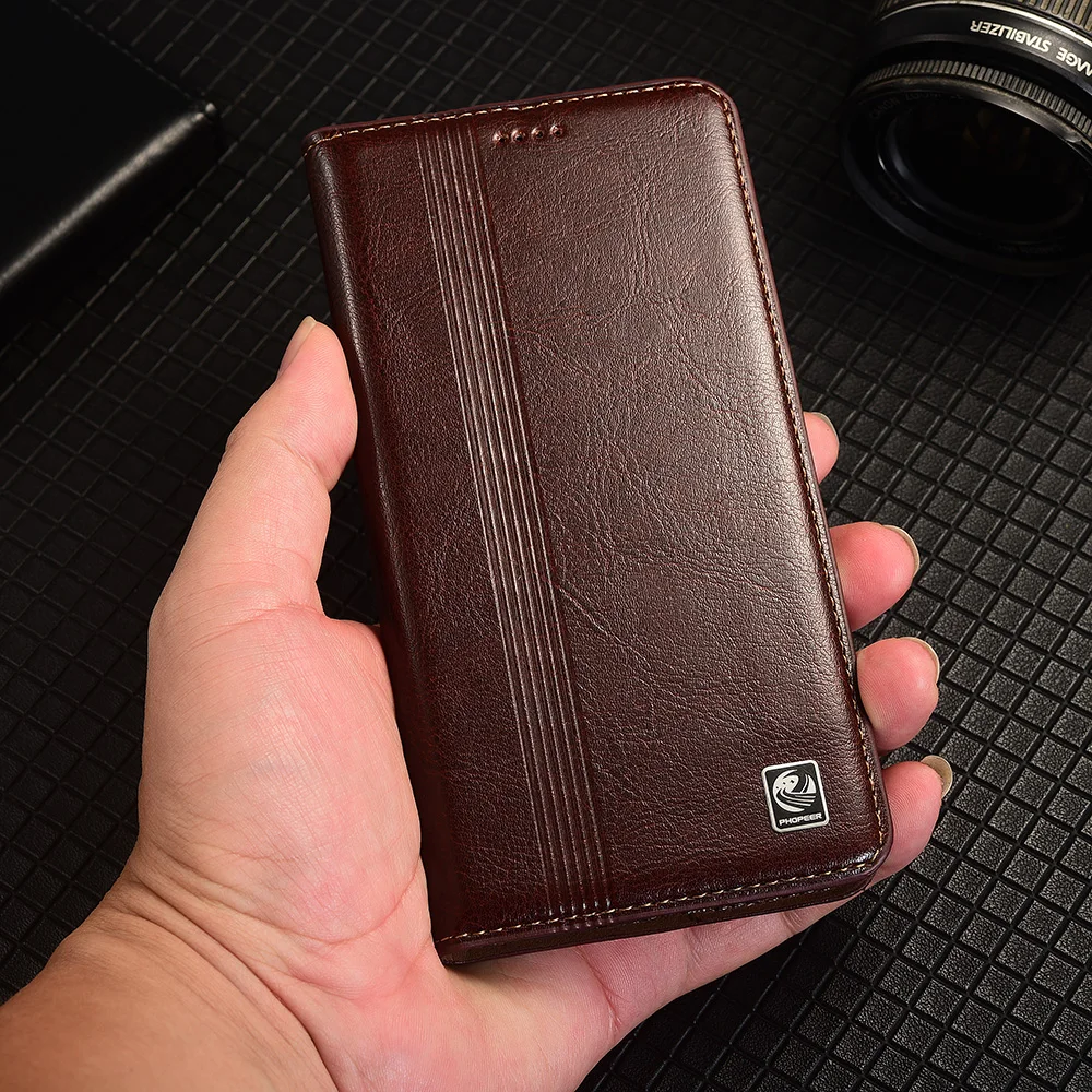 Elegant Vertical Line Leather Flip Case with Card Holder