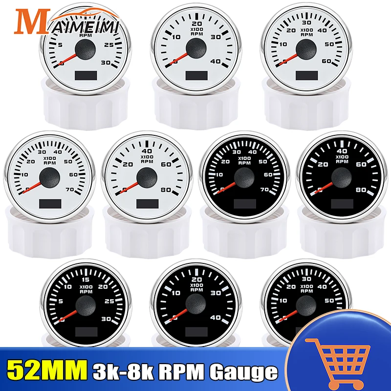 52mmTachometerWithRedBacklight3000/4000/6000/7000/8000RPMTachoGaugeSensorM16M18for12VGasolineDieselCarBoatYacht-AliExpress34
