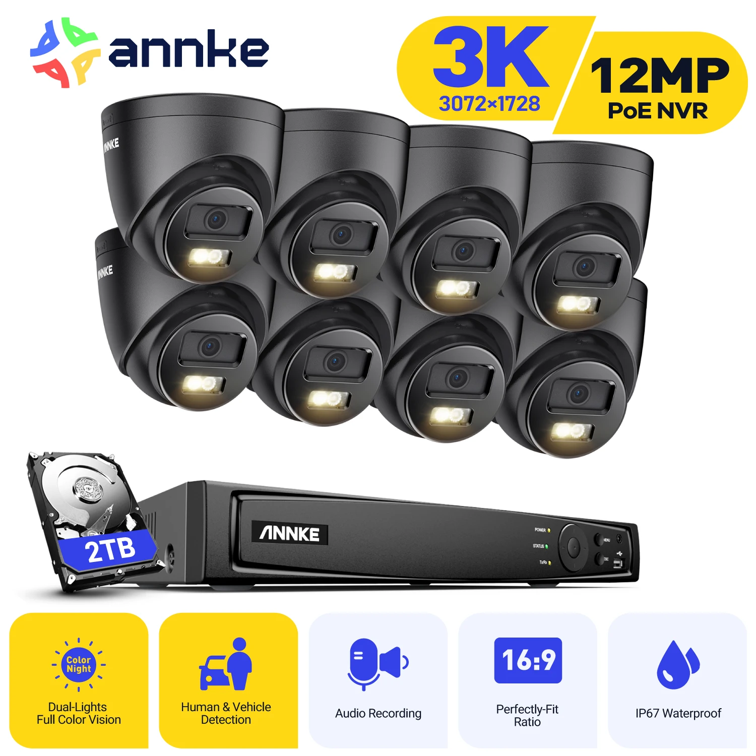 ANNKE 8CH Ultra HD POE Security Camera Kit