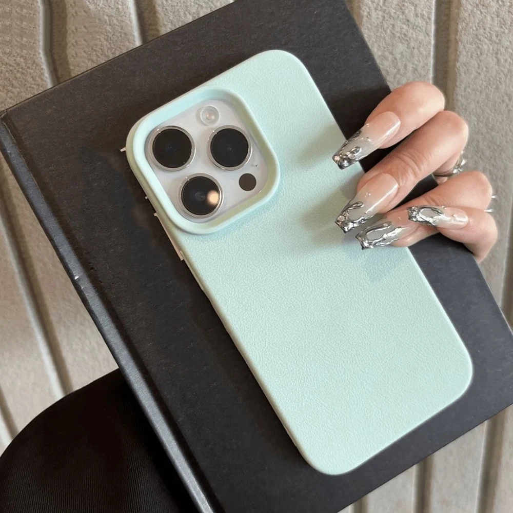 Elegant Leather Candy Lychee Pattern Shockproof Matte Silicone Phone Case